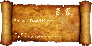 Bakay Bogáta névjegykártya